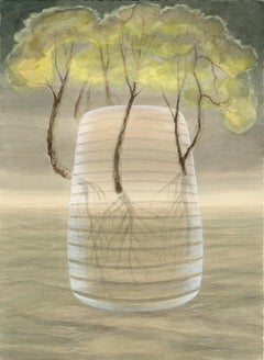 Canopy, Trees Emerging from a Vase, Botanical Watercolor & Gouache on Paper