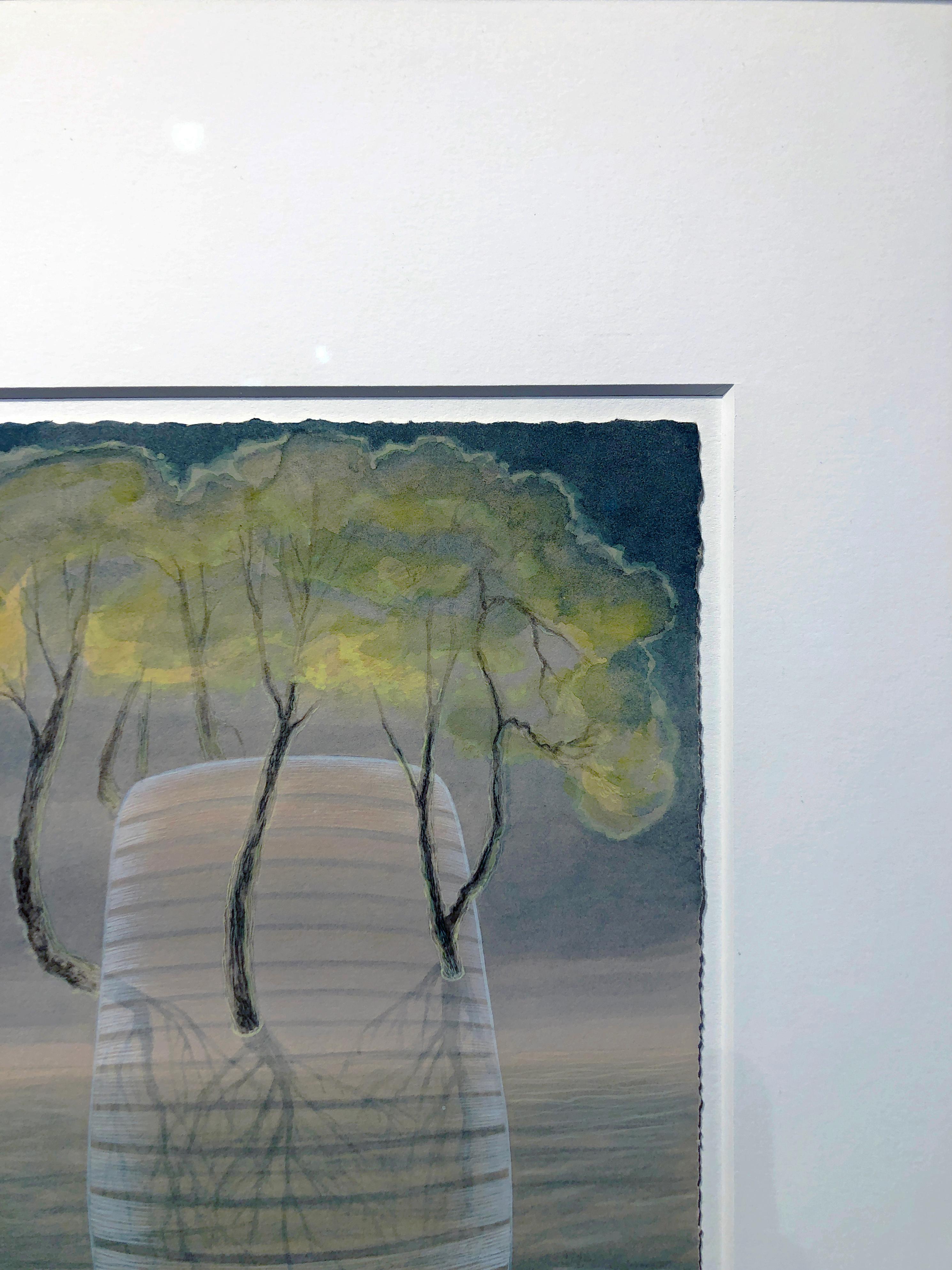 Canopy, Trees Emerging from a Vase, Botanical Watercolor & Gouache on Paper For Sale 5