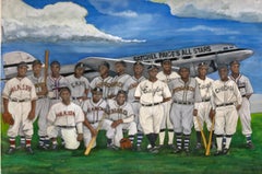 Satchel Page's All Stars from 1946 Baseball Team, Original Watercolor on Paper