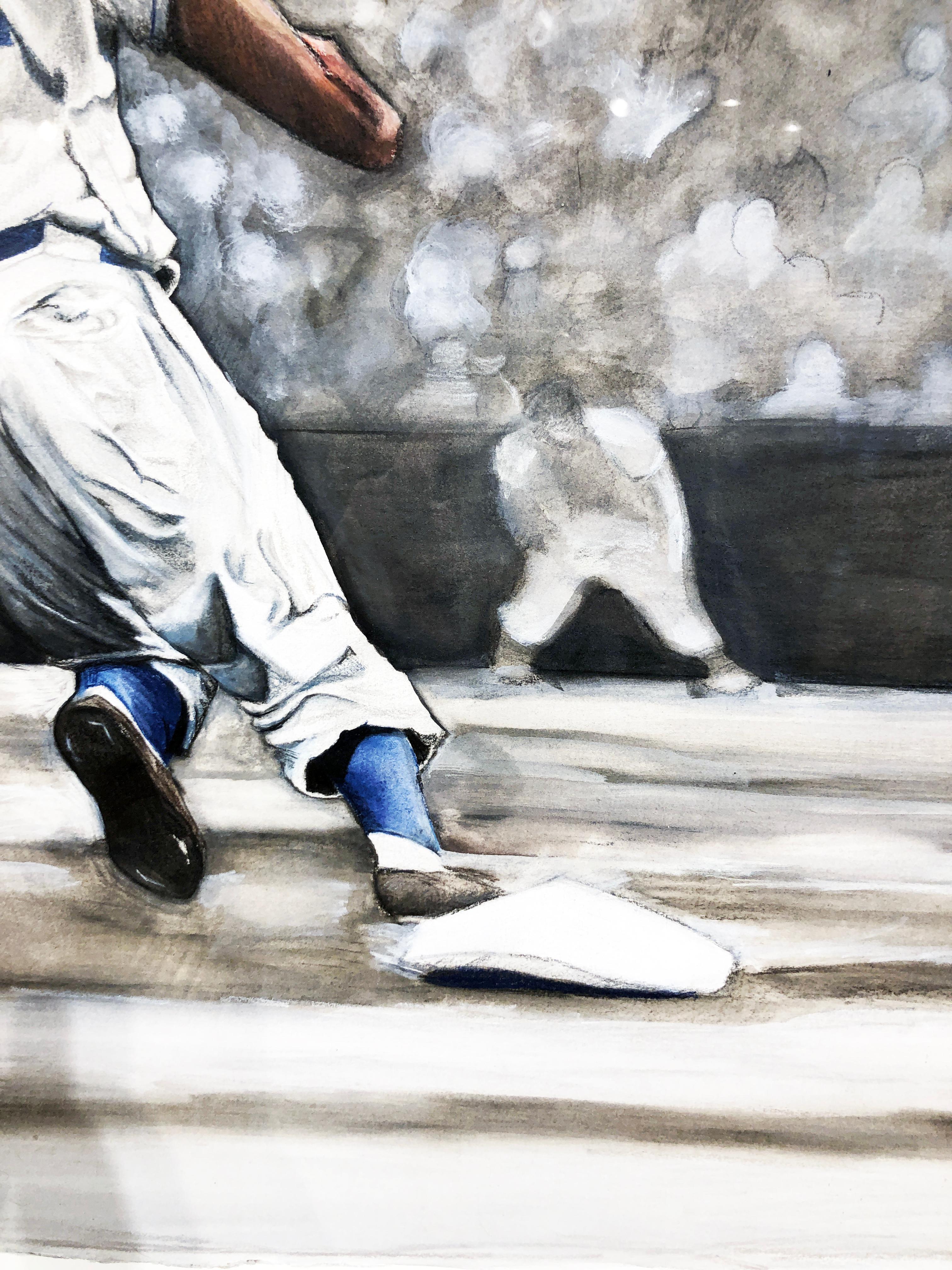 Jackie Robinson Rounding Second, Brooklyn Dodger's Famous Second Baseman, No. 42 8