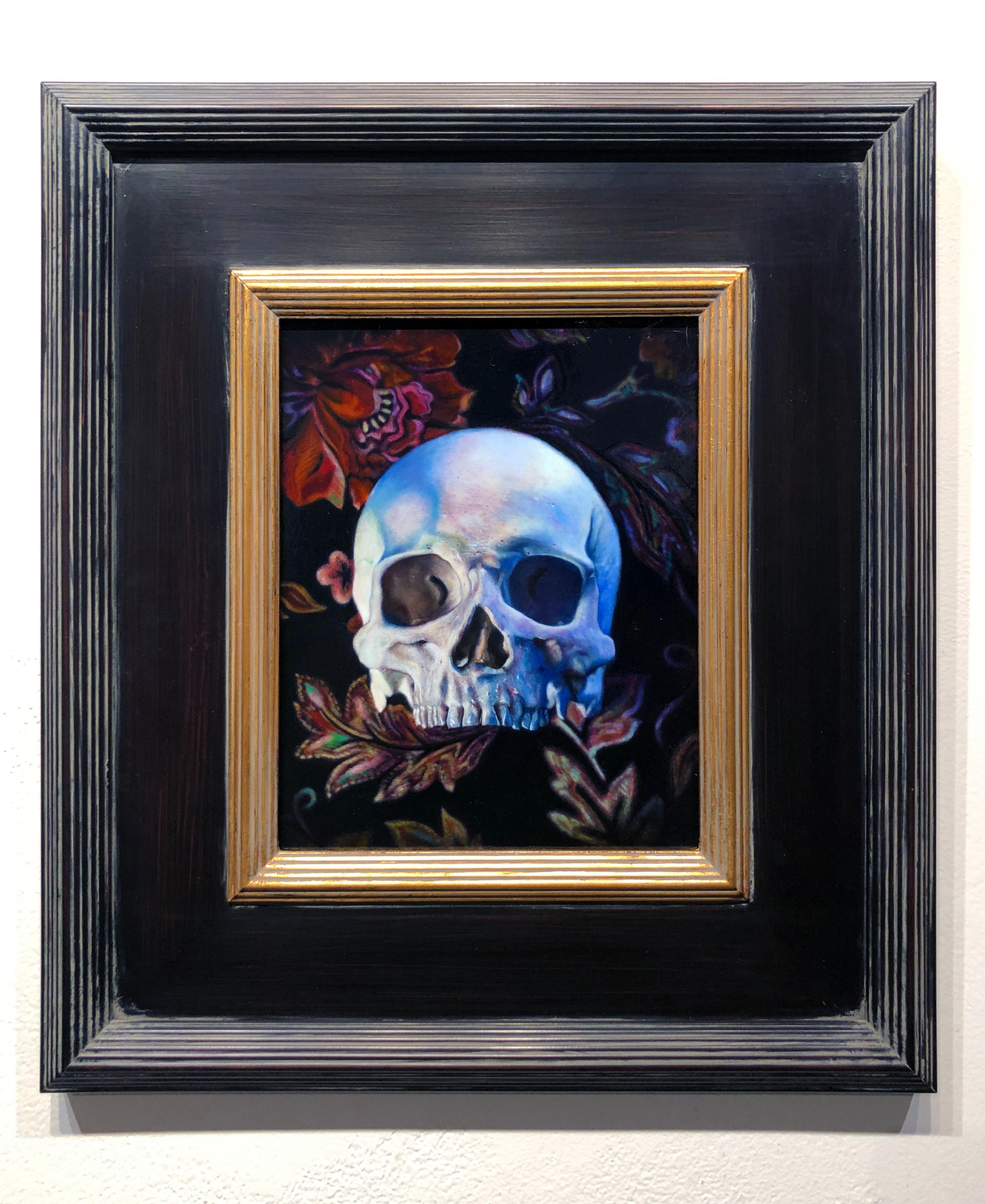 This extraordinary painting of a human skull is created in the 16th or 17th century Dutch style.  Vanitas paintings are a unique genre in which symbols of death are painted as a reminder of the transience of life, the futility of pleasure and the