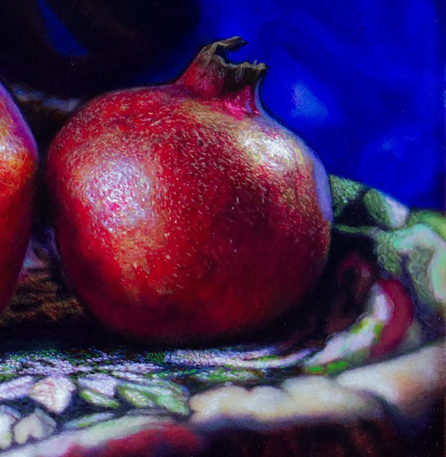 Pomegranates - Still Life, Original Oil Painting on Aluminium Panel, Dutch Style - Black Still-Life Painting by Matthew Cook