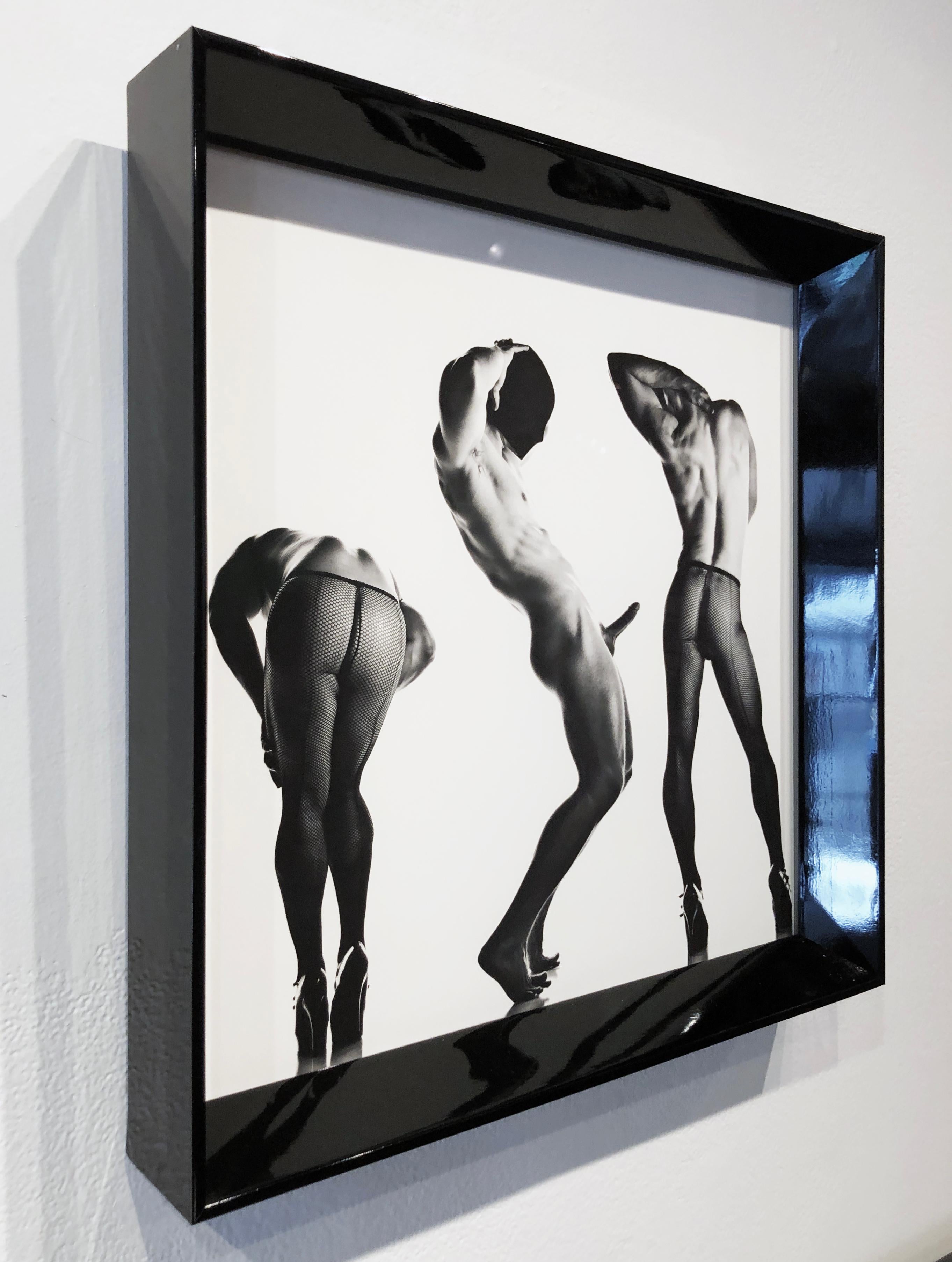 Sex 3 - Erotic Male Photo, Fishnet Stockings and High Heals, Matted and Framed - Contemporary Photograph by Doug Birkenheuer