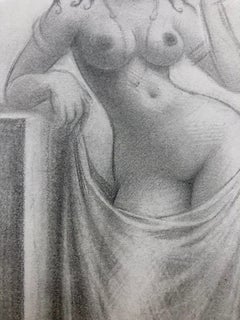 Maid of Agora - Nude Female Figure, Highly Detailed Pencil Drawing, Framed