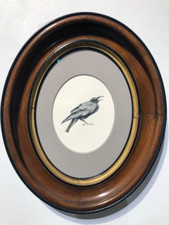 Who Provideth the Raven with Food - Highly Detailed Oval Watercolor Painting
