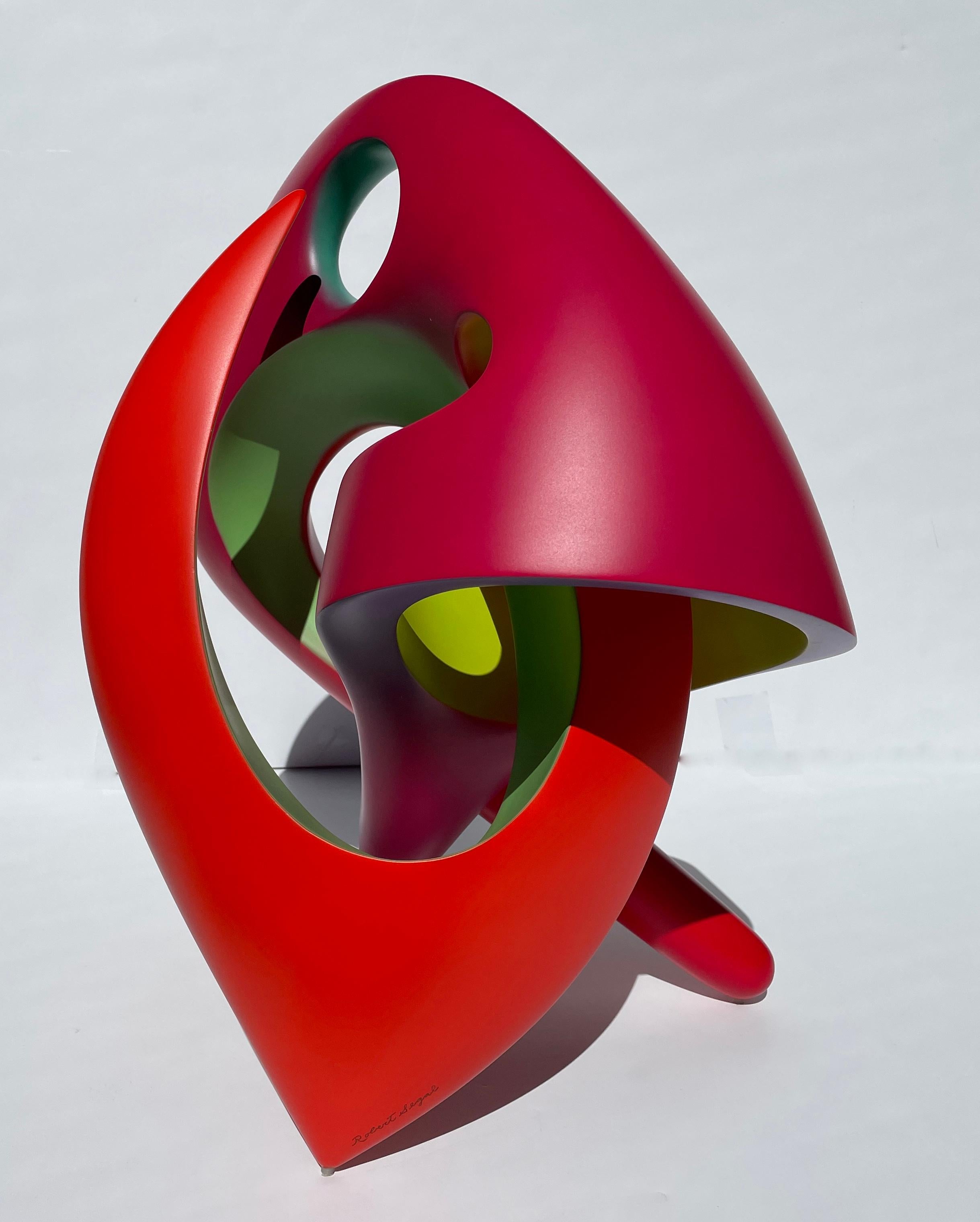 Helical Passage, Abstract Sculpture Brightly Colored Geometric Interlocking Form 1