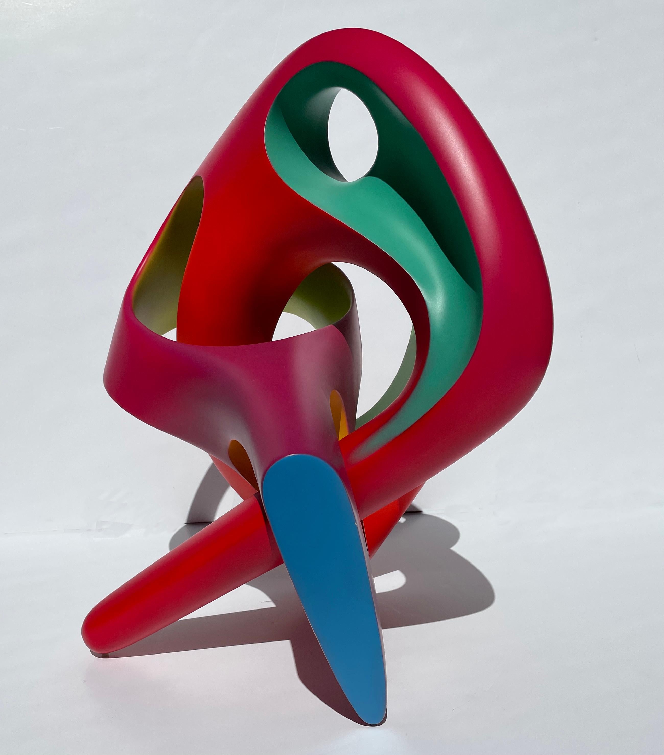 Helical Passage, Abstract Sculpture Brightly Colored Geometric Interlocking Form 3