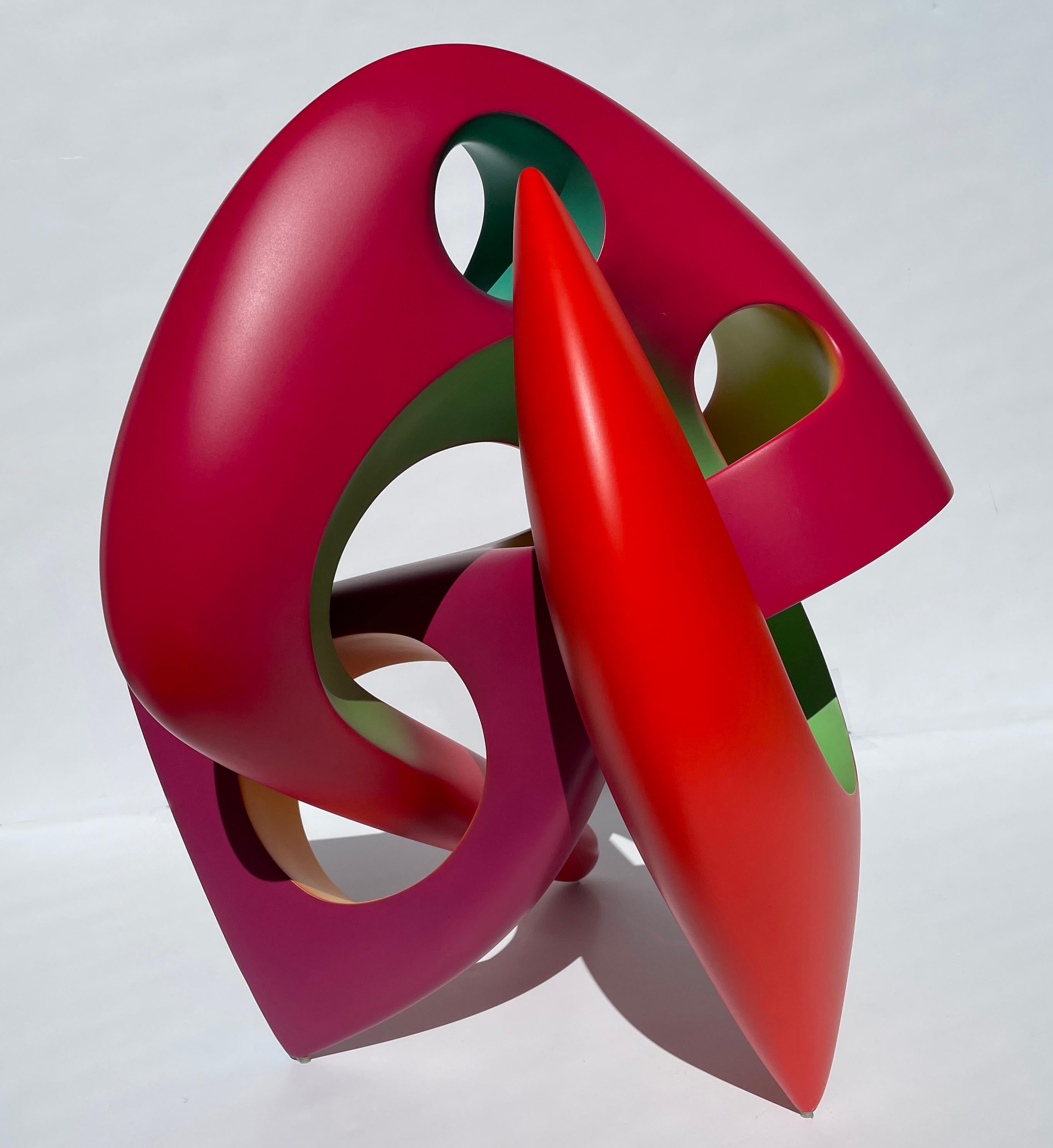 Helical Passage, Abstract Sculpture Brightly Colored Geometric Interlocking Form 5