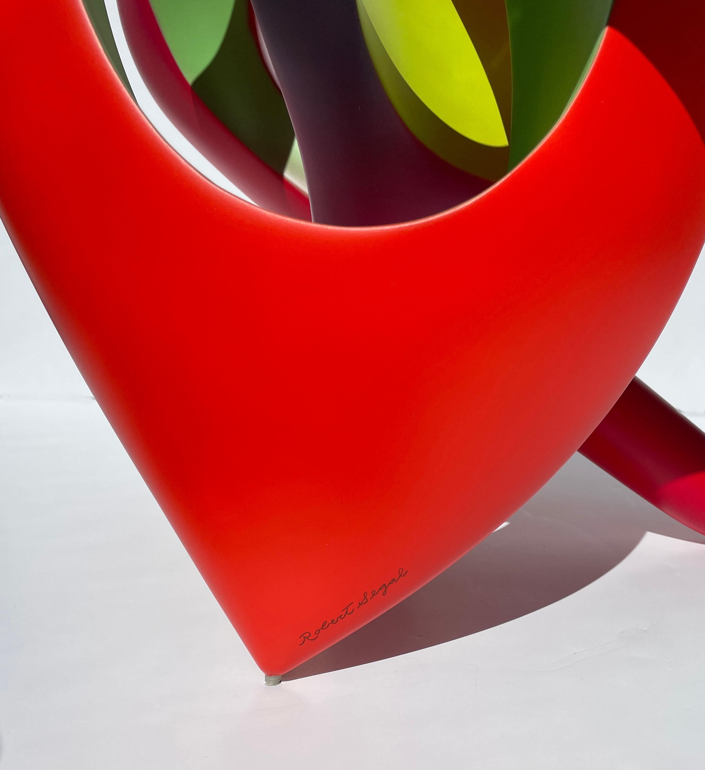Helical Passage, Abstract Sculpture Brightly Colored Geometric Interlocking Form 6
