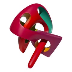 Helical Passage, Abstract Sculpture Brightly Colored Geometric Interlocking Form