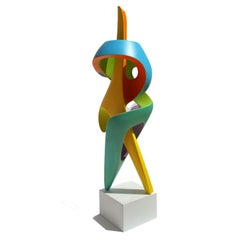 Sentinal - Abstract Sculpture, Brightly Colored Geometric Intertwined Form