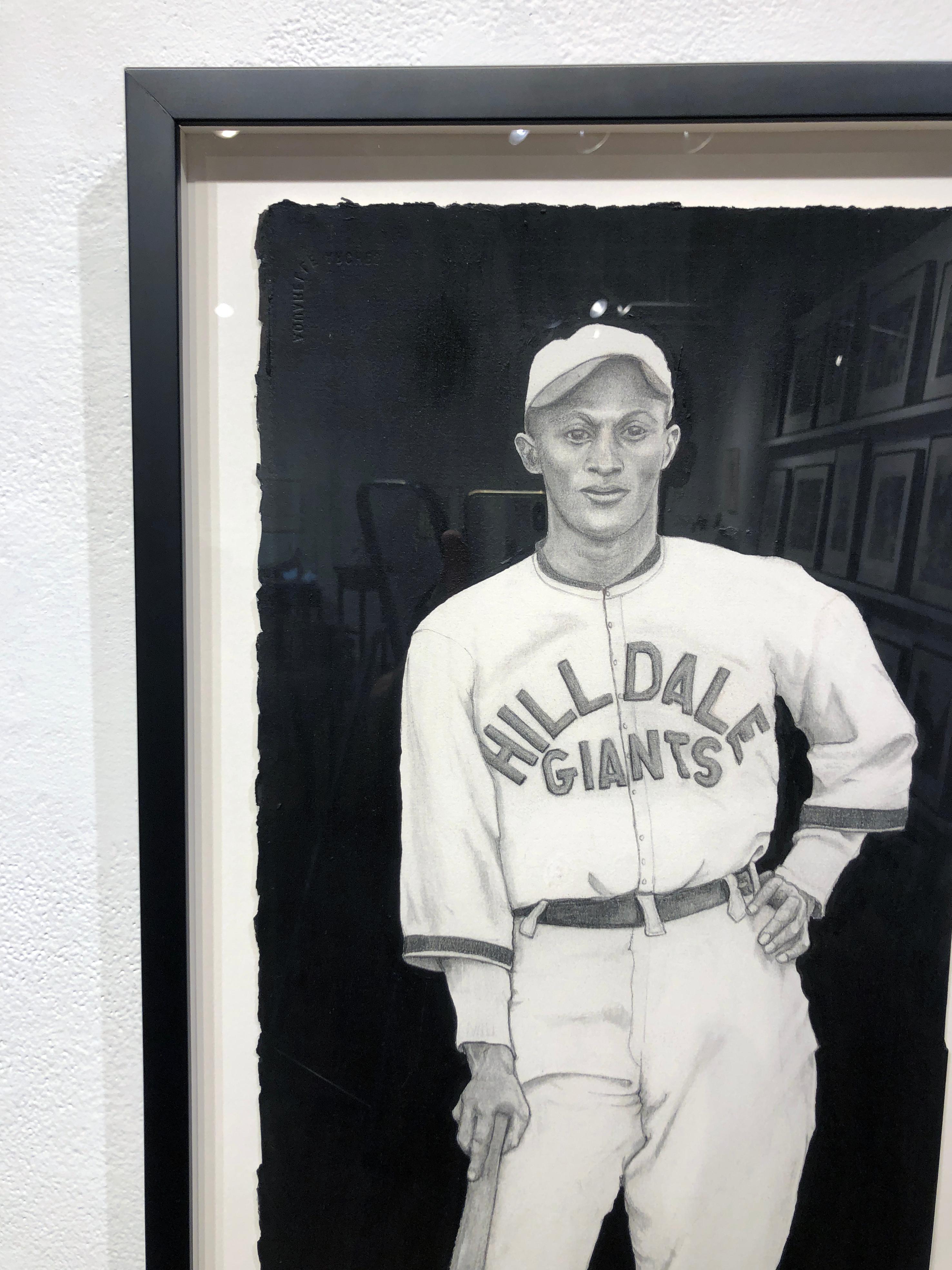 Rap Dixon - Baseball Outfielder, peinture originale à la gouache sur papier, encadrée - Painting de Margie Lawrence
