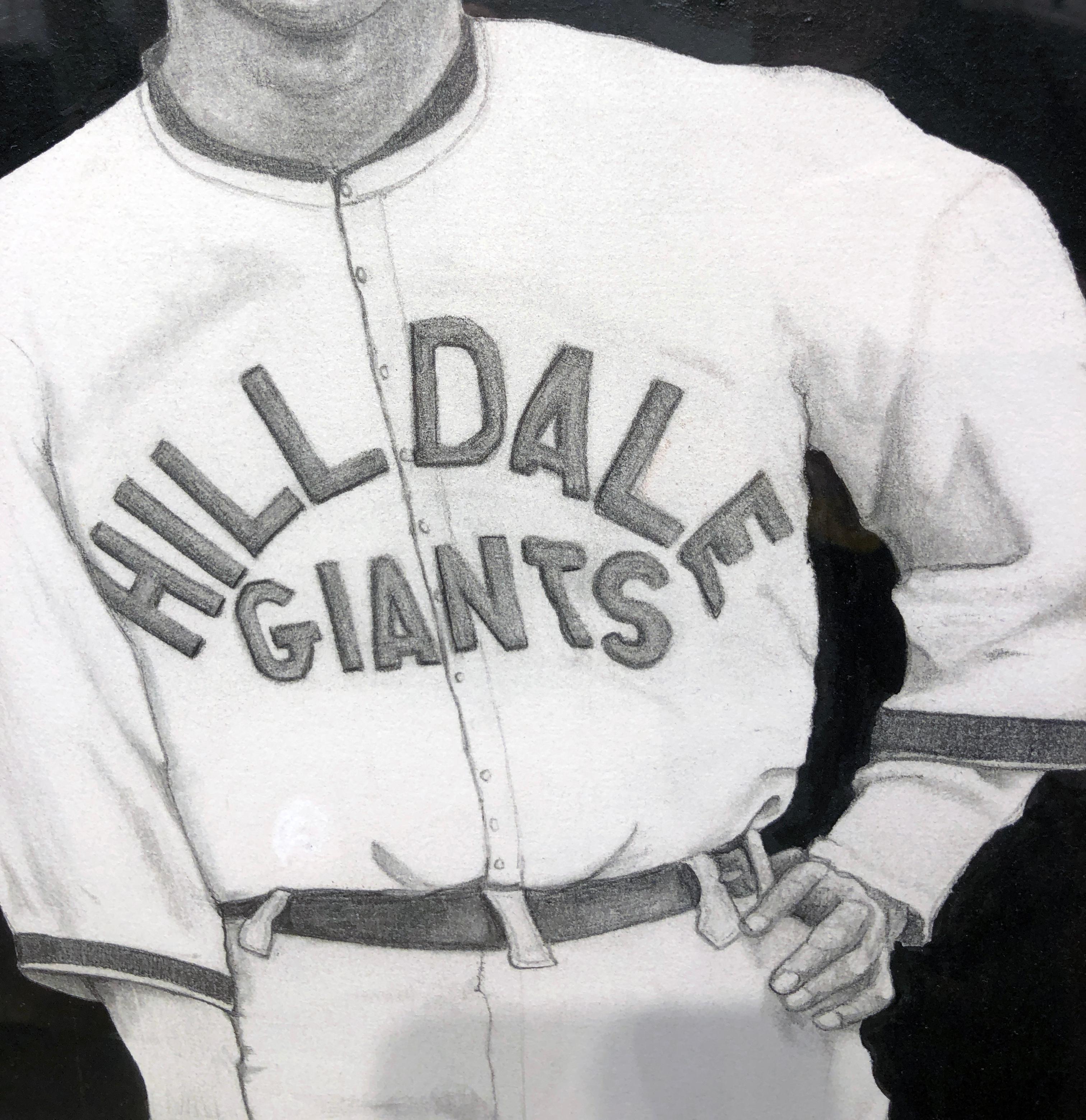 Rap Dixon - Baseball Outfielder, peinture originale à la gouache sur papier, encadrée - Contemporain Painting par Margie Lawrence