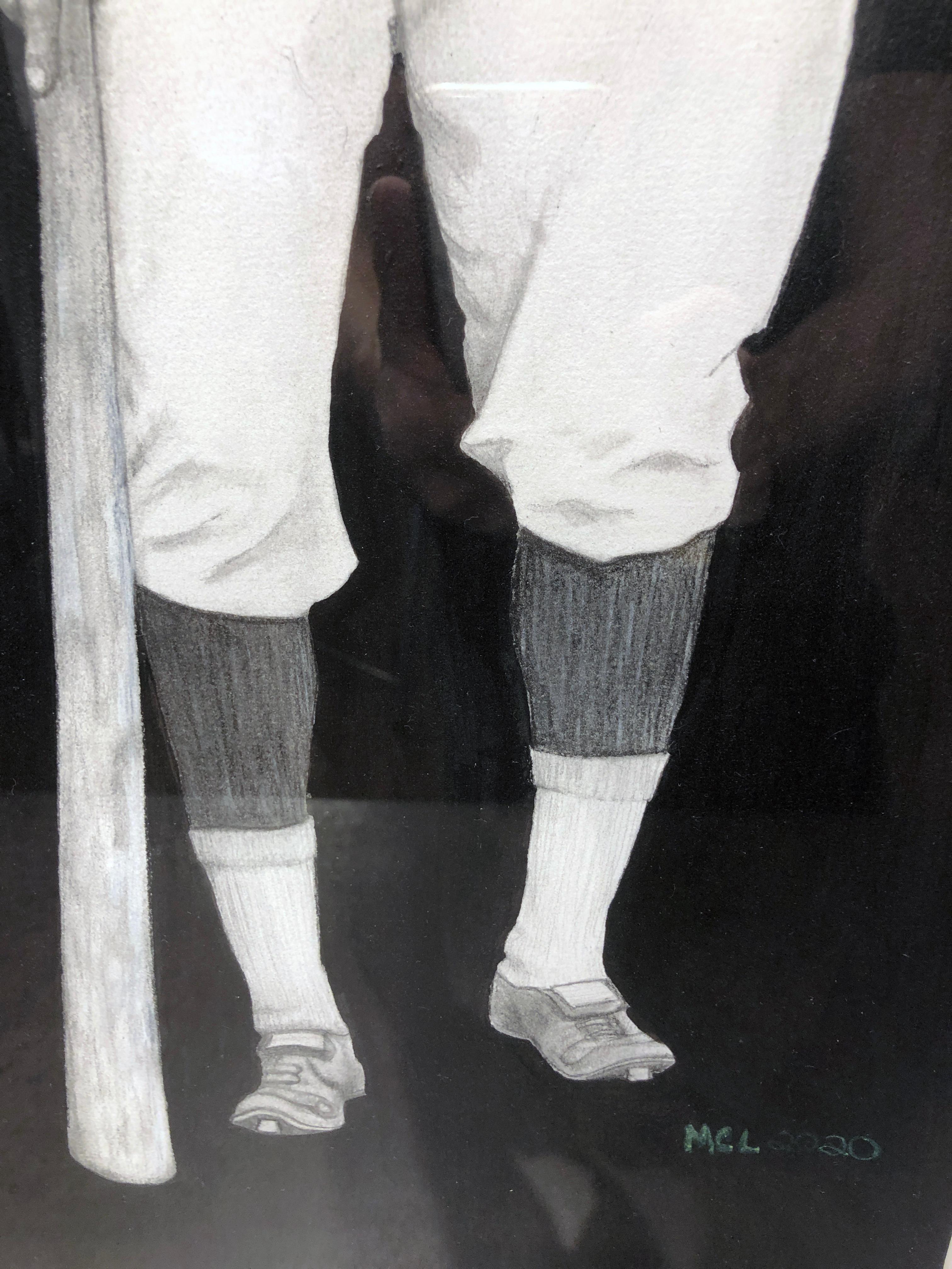 Rap Dixon - Baseball-Outfielder, Original Gouache-Gemälde auf Papier, gerahmt (Schwarz), Figurative Painting, von Margie Lawrence