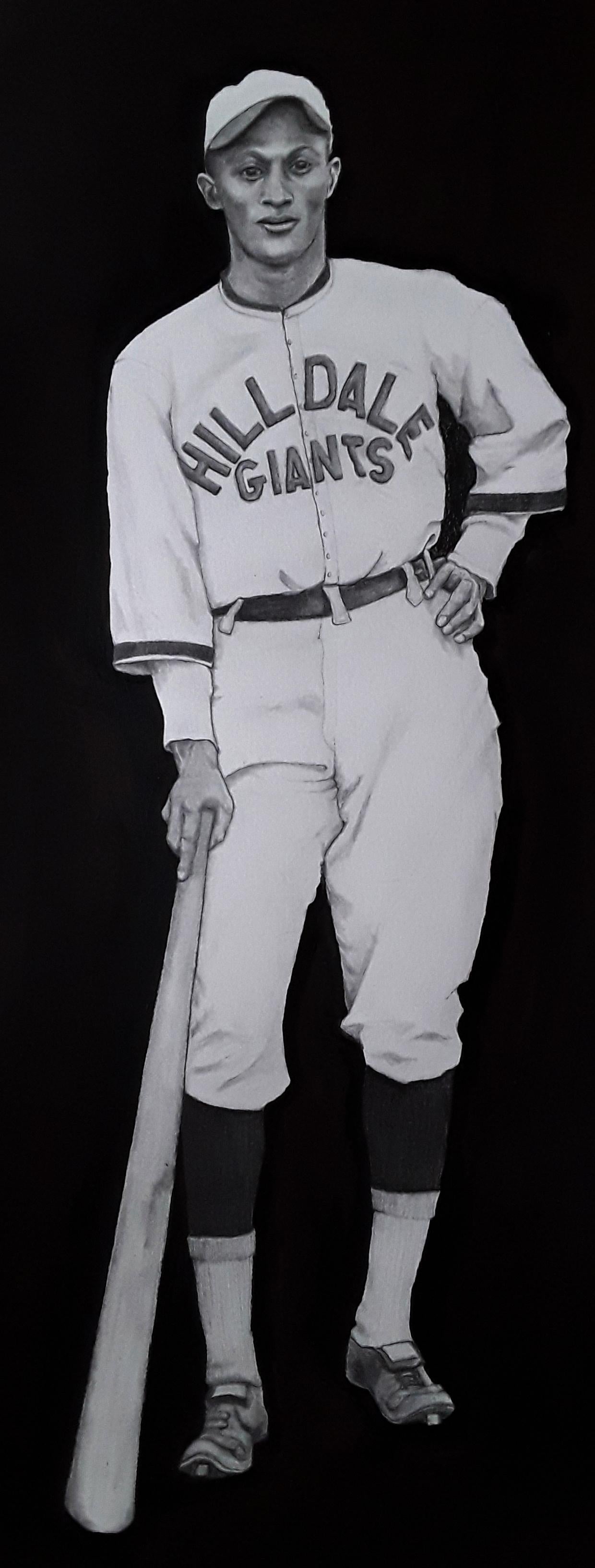 Margie Lawrence Figurative Painting - Rap Dixon - Baseball Outfielder, Original Gouache Painting on Paper, Framed