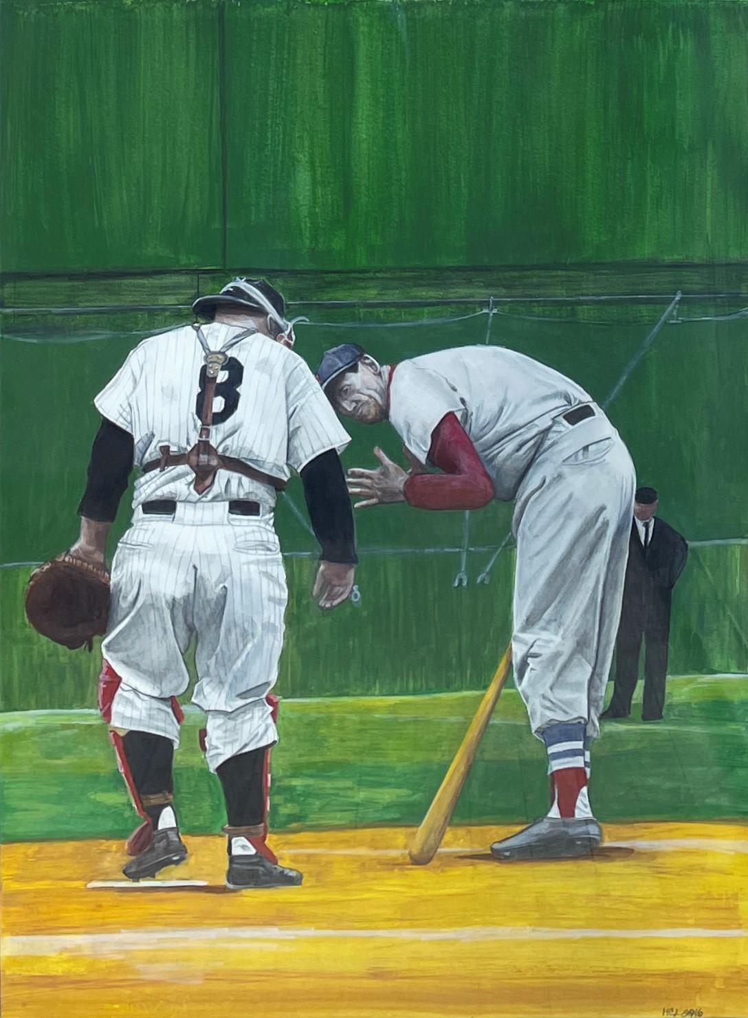 Margie Lawrence Portrait - Yogi and Ted - Baseball Greats Yogi Berra and Ted Williams, Watercolor on Paper