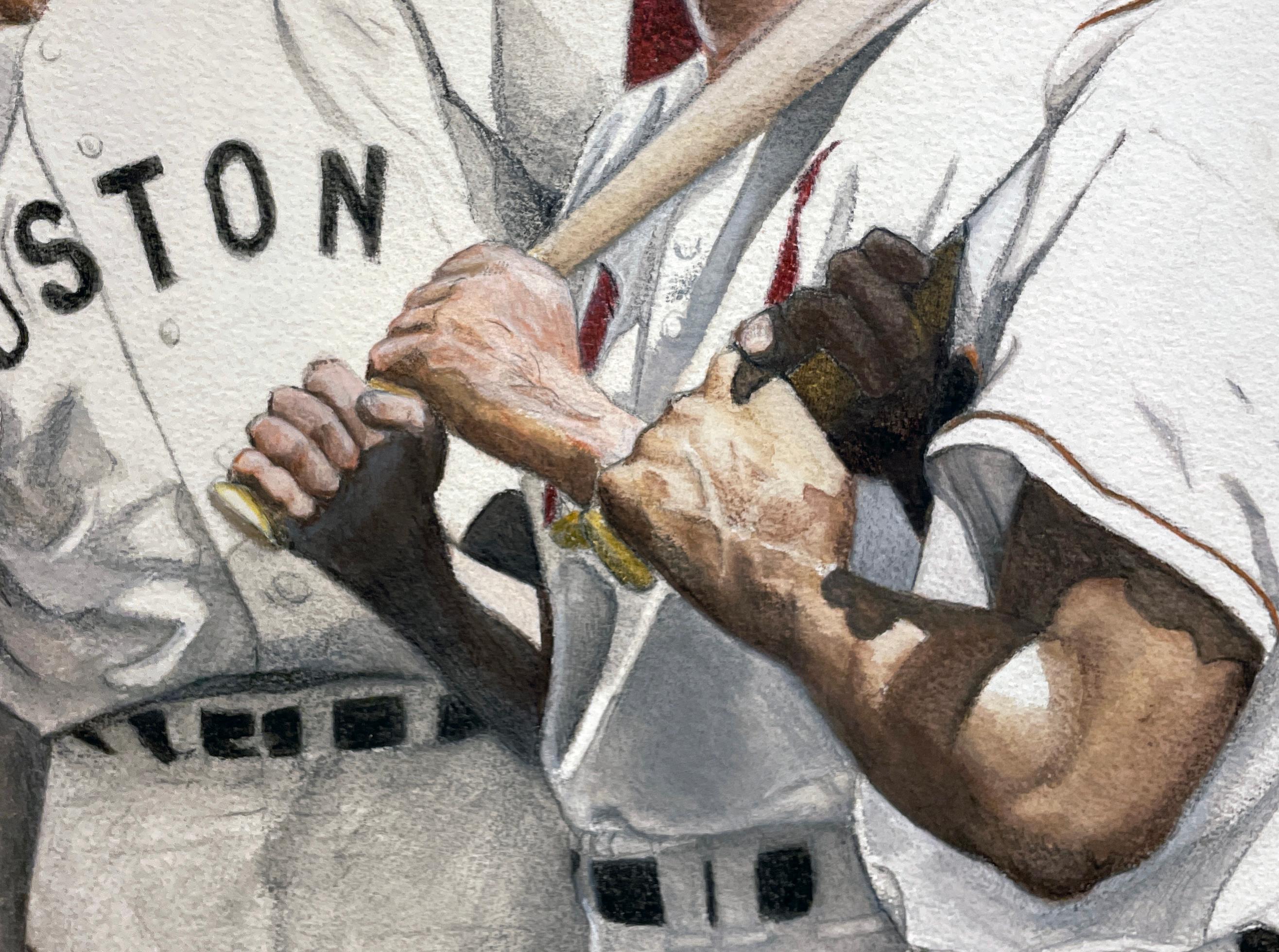 Hank Aaron, Ted Williams, Stan Musial, Willie Mays, Baseball All-Stars Painting - Contemporary Art by Margie Lawrence