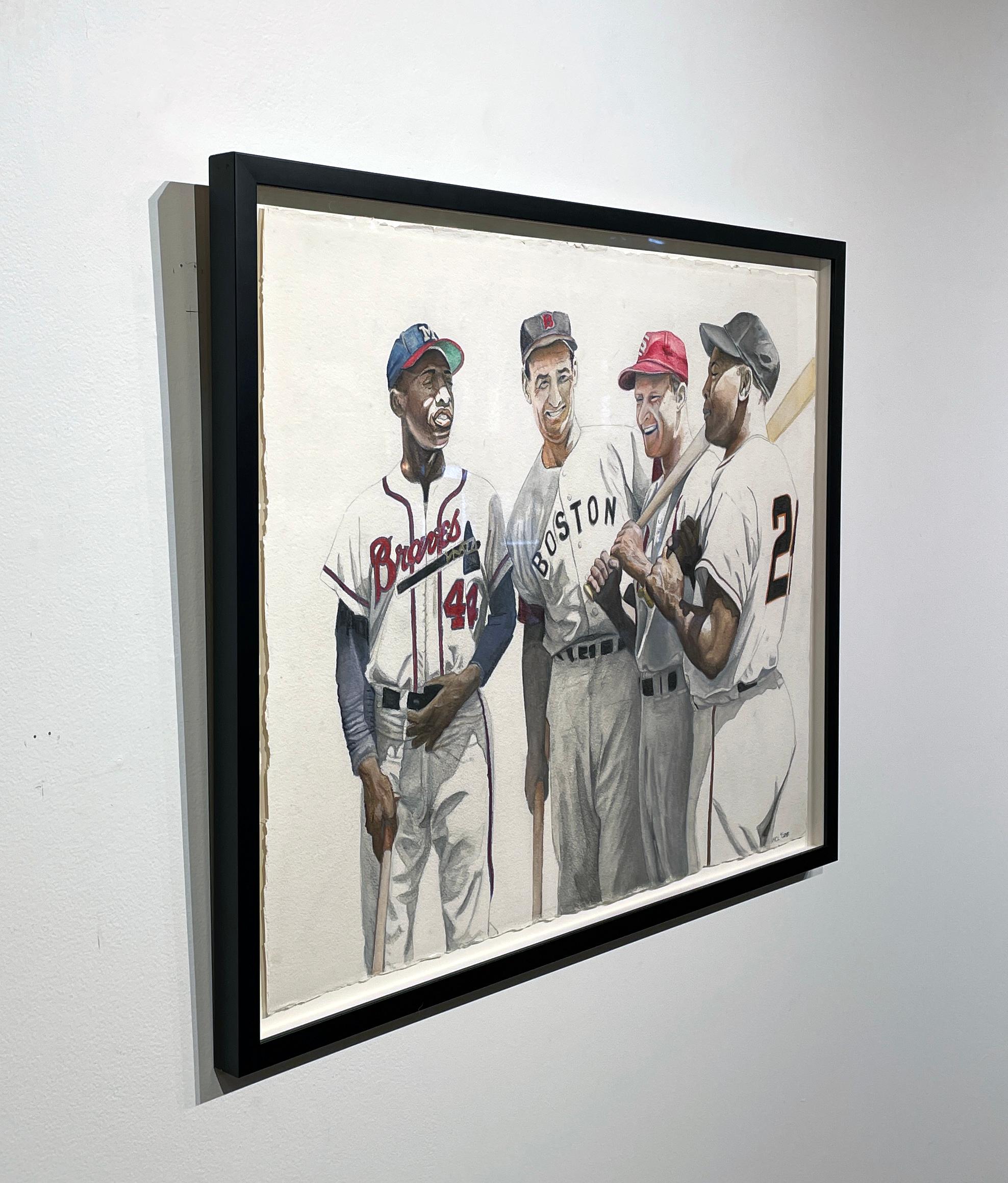 Hank Aaron, Ted Williams, Stan Musial, Willie Mays, Baseball-All-Stars-Gemälde im Angebot 3