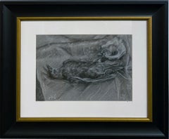 L'Ucello Study - Original Charcoal Study of a Bird on Toned Paper, Framed