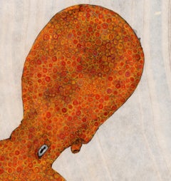 Orange Crush - Gyotaku Style Japanese Sumi Ink Painting, Large Orange Octopus