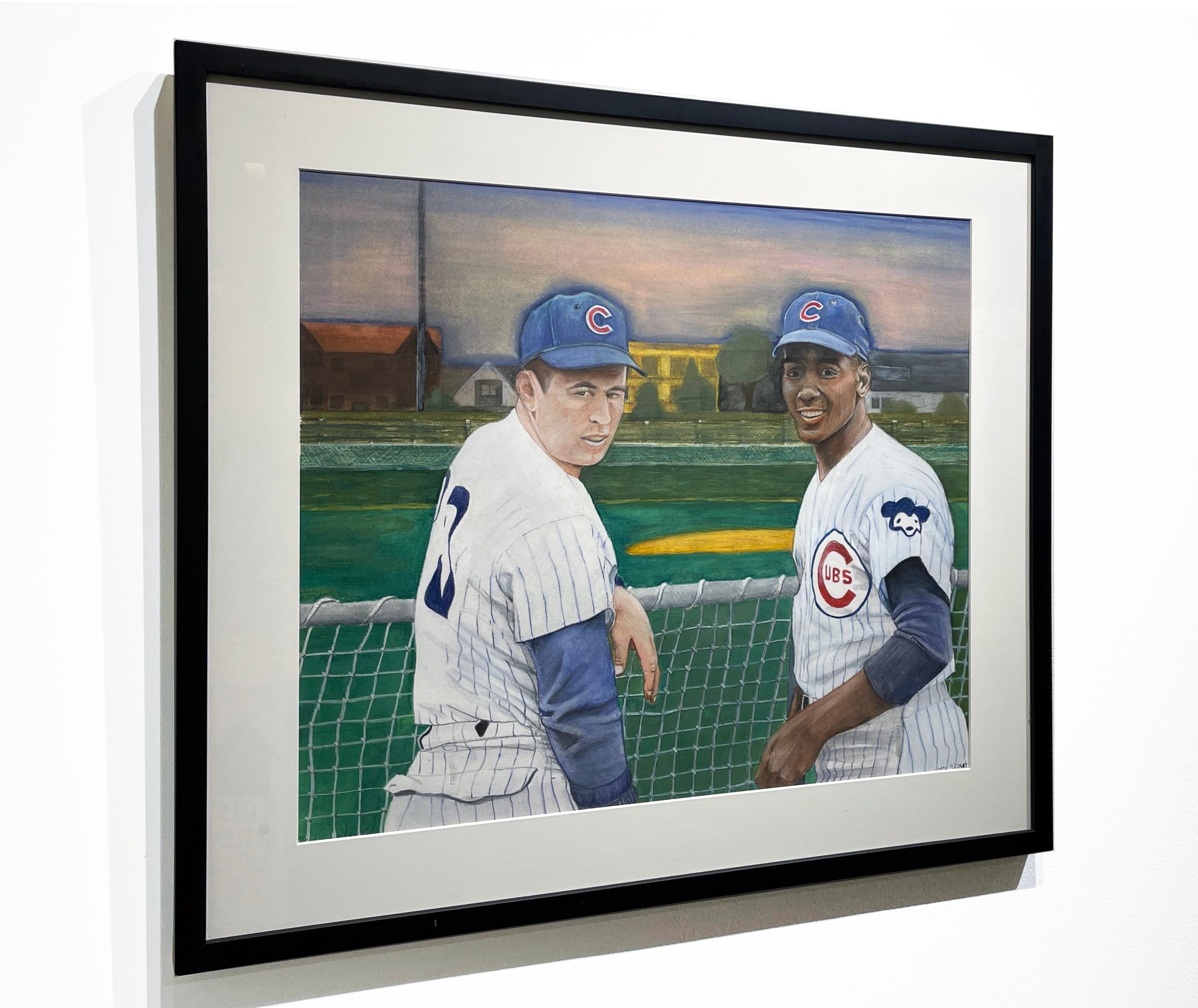 Ron Santo und Ernie Banks - Originalgemälde von „Mr. Cub“ und „Mr. Sunshine“ (Zeitgenössisch), Painting, von Margie Lawrence