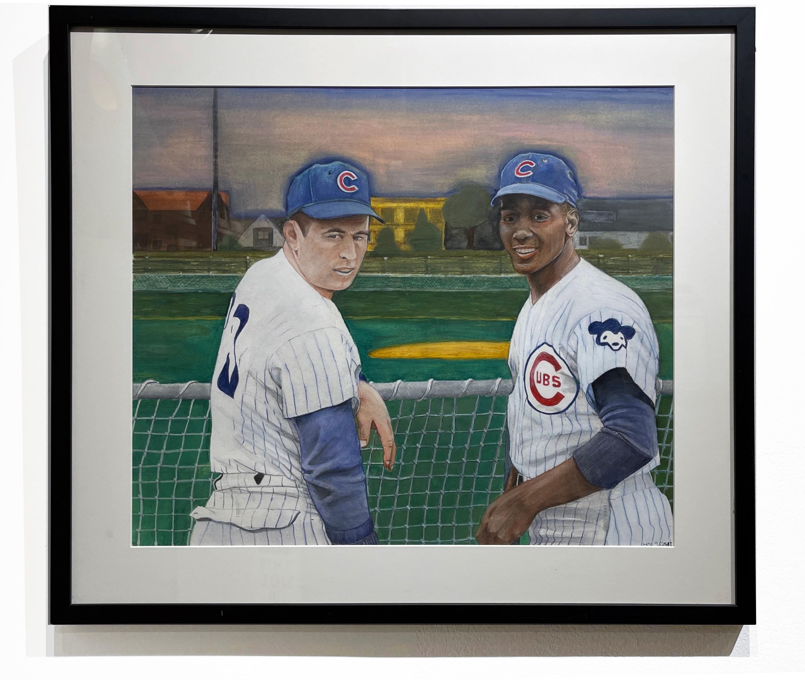 Ron Santo und Ernie Banks - Originalgemälde von „Mr. Cub“ und „Mr. Sunshine“ – Painting von Margie Lawrence