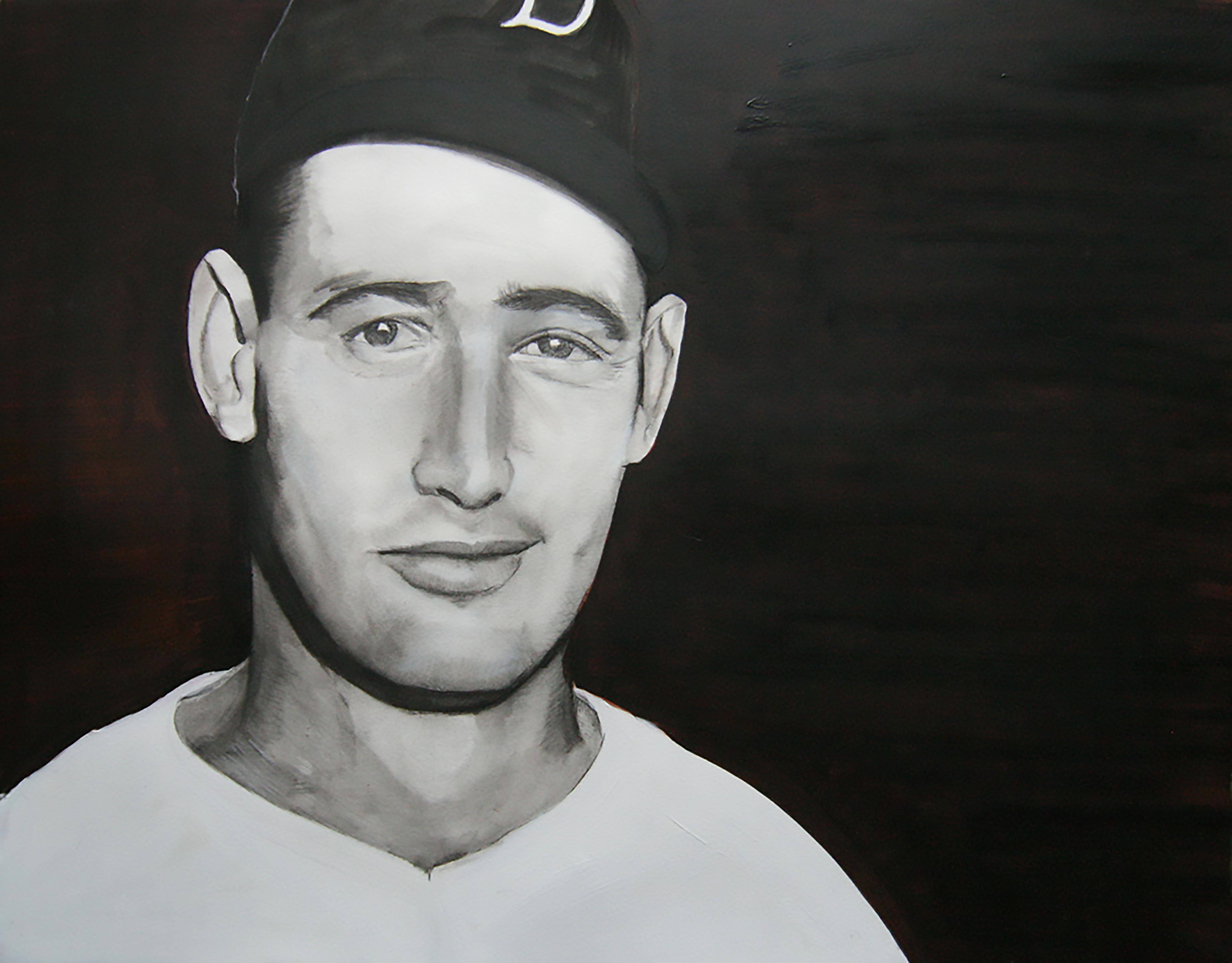 Margie Lawrence Figurative Painting - Ted Williams - Baseball Great, Outfielder for the Boston Red Sox, Framed
