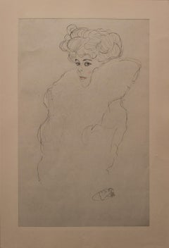 Portrait Sketch: Lady with Boa (Red and White Tinted)