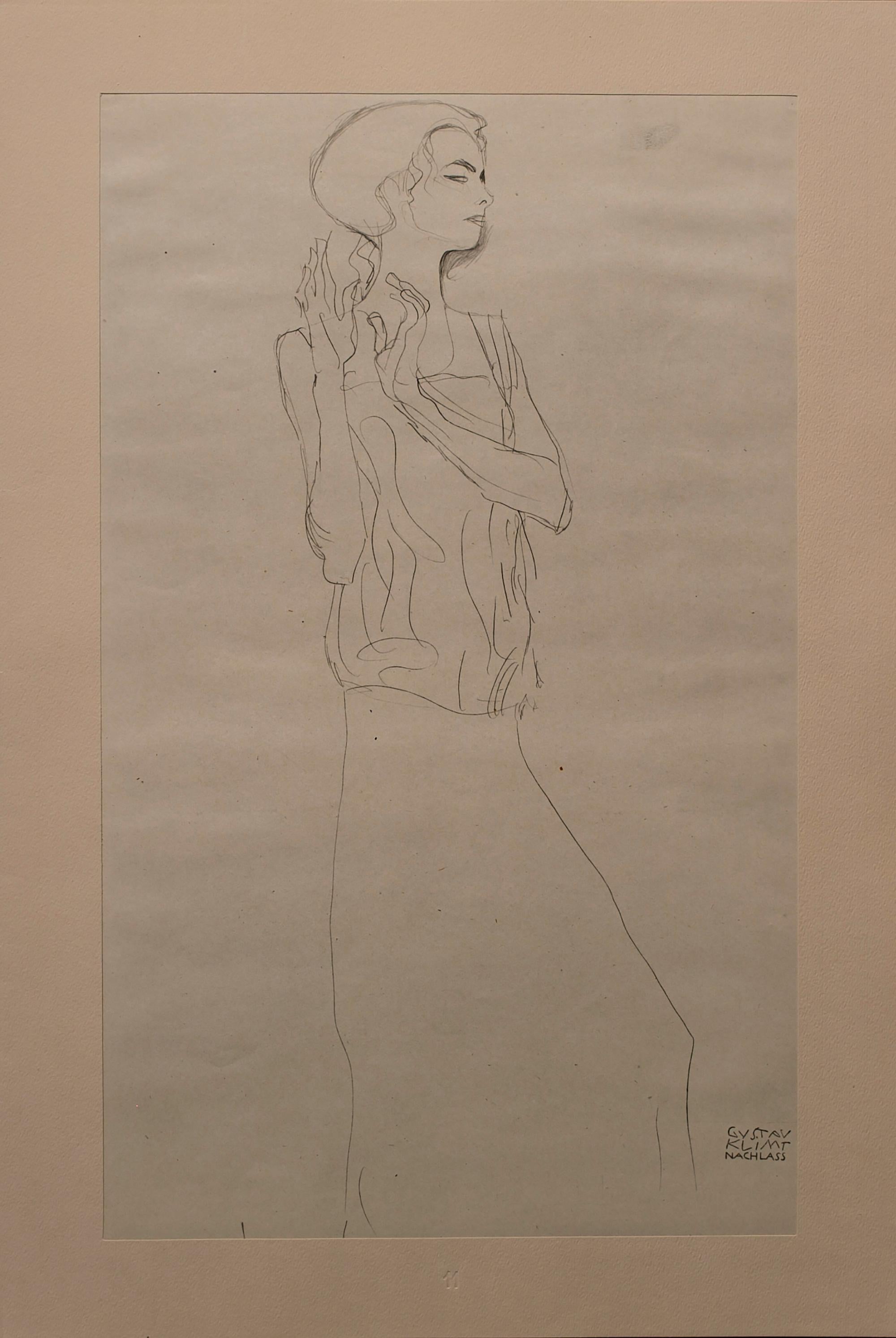 Gustav Klimt Portrait - Sketch for an art work at the Palais Stocklettes in Brussels 