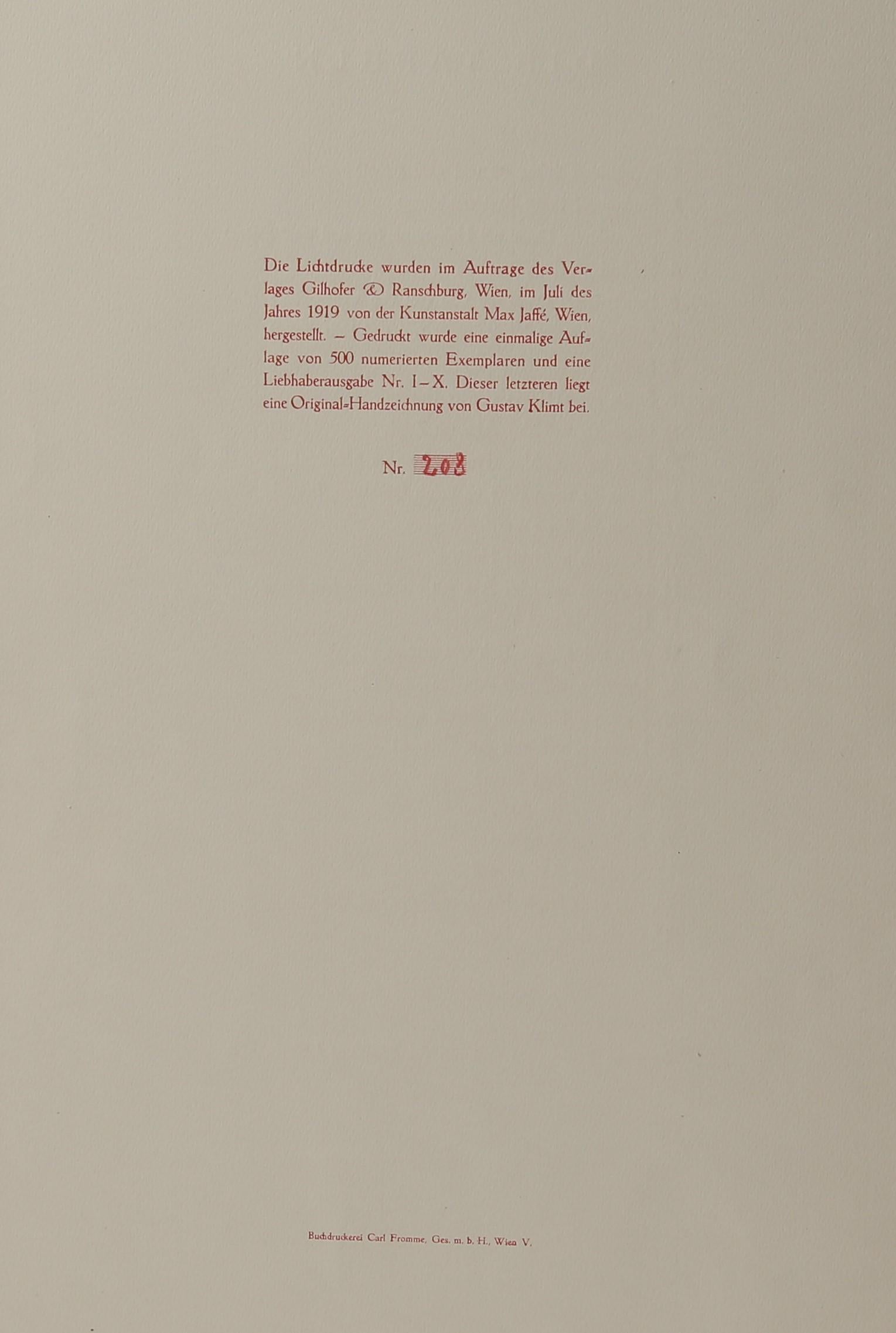 Two Women, Lying Down - From Fünfundzwanzig Handzeichnungen By Gustav Klimt, 1919.  Fünfundzwanzig Handzeichnungen contains twenty-five monochrome and two-color collotypes after drawings by Klimt. It is as remarkable an achievement in collotype