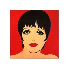 Vintage reproductive print after Warhol, Liza Minelli, Red Background