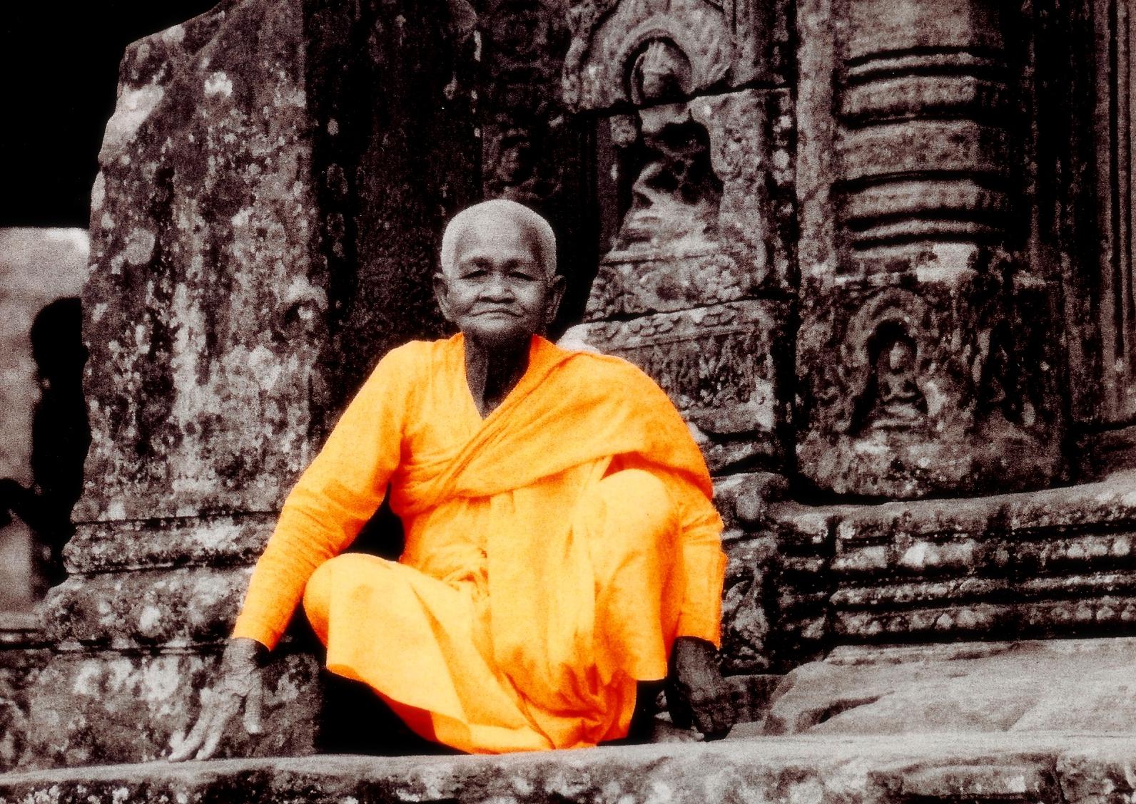 Nicholas Miller Portrait Photograph - Cambodia Monk at Angkor Wat