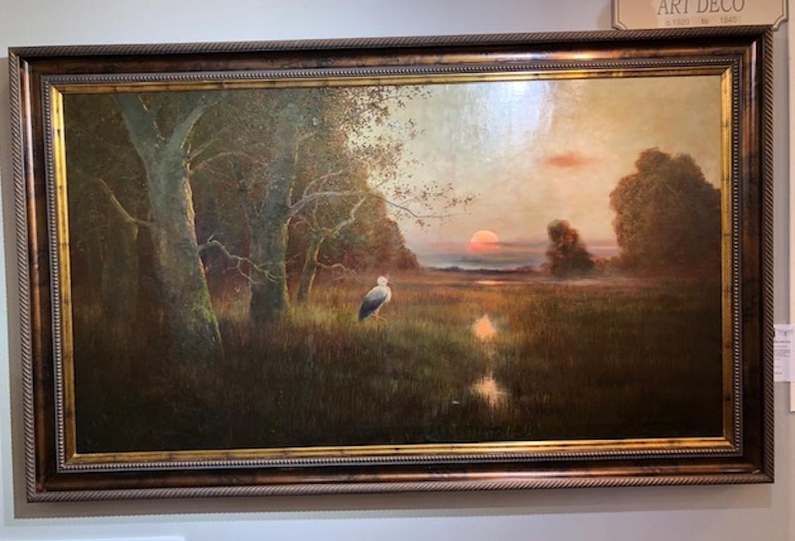 Sunset in the Marsh - Other Art Style Painting by Bela von K. Spanyi 