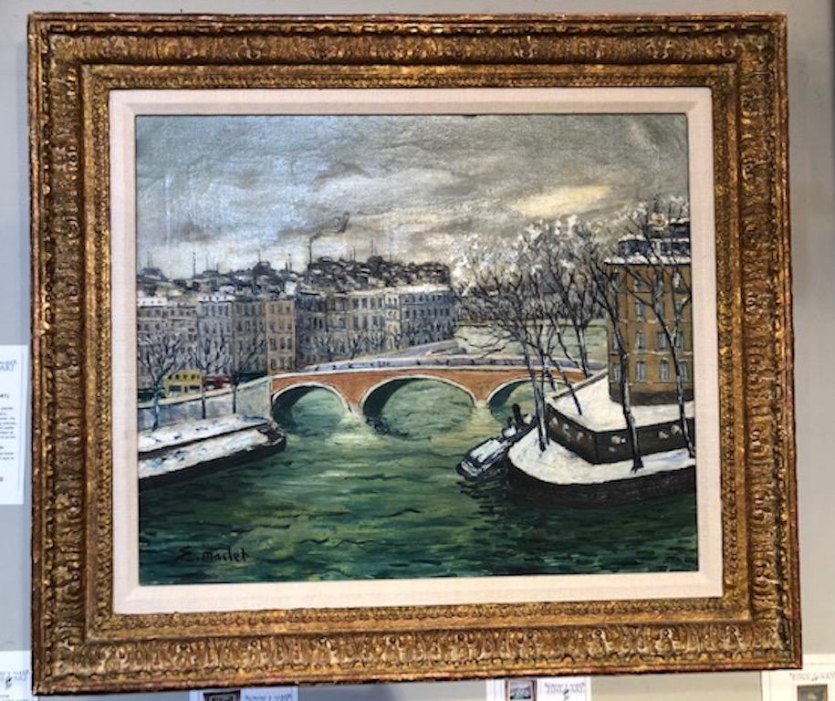La rivière d'hiver - Painting de Elisee Maclet