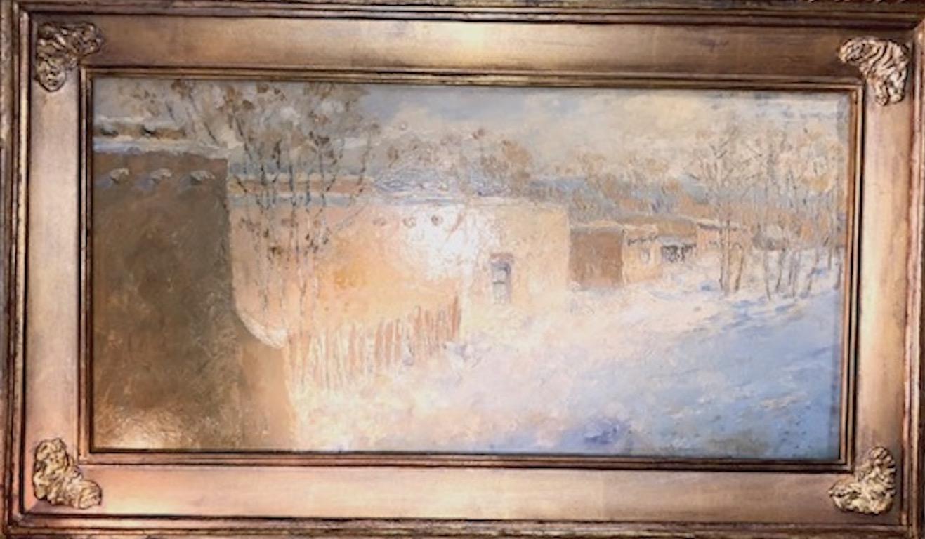 Winter Landscape - Brown Landscape Painting by Oil painting signed 