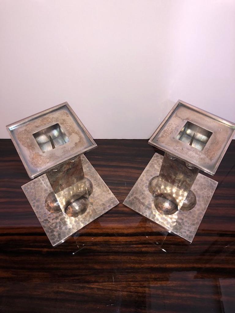 Silver plated French Candle Holders done by Jean Despres 2