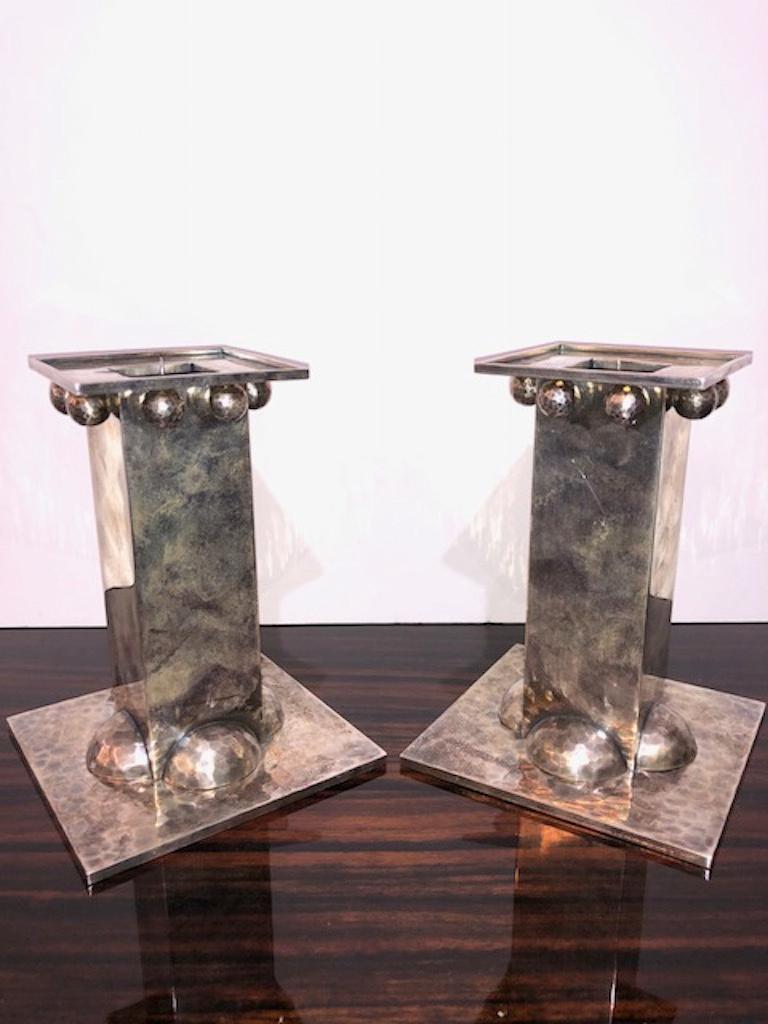 Silver plated French Candle Holders done by Jean Despres 1