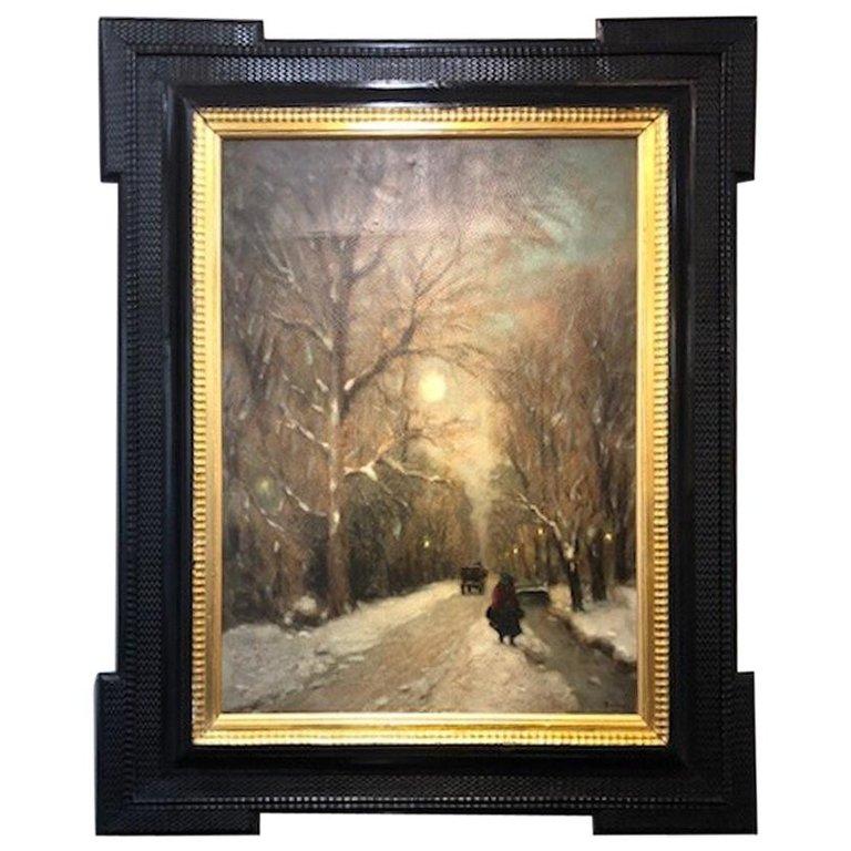 Unknown Landscape Painting - Winter Night