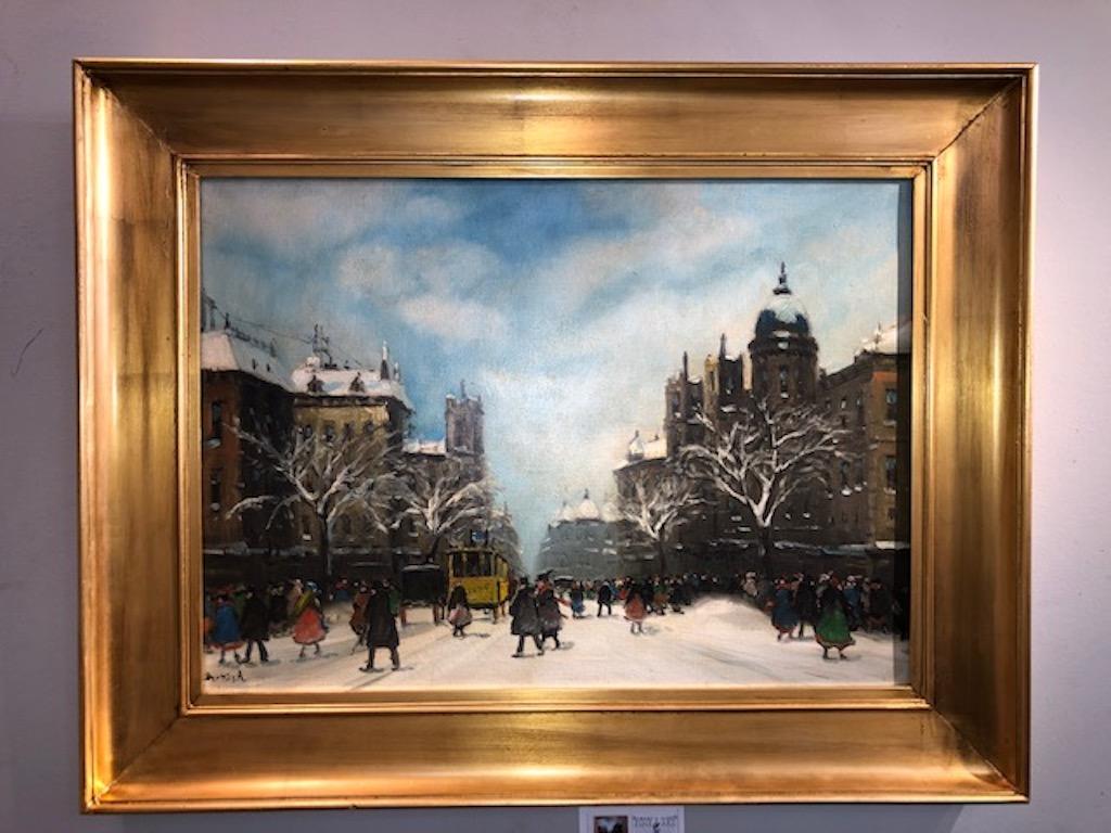 Tram giallo - Painting Altro stile artistico di Antal Berkes