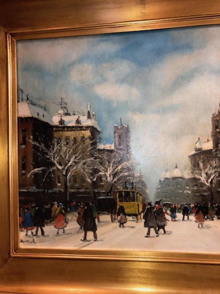 Yellow Tram - Other Art Style Painting by Antal Berkes