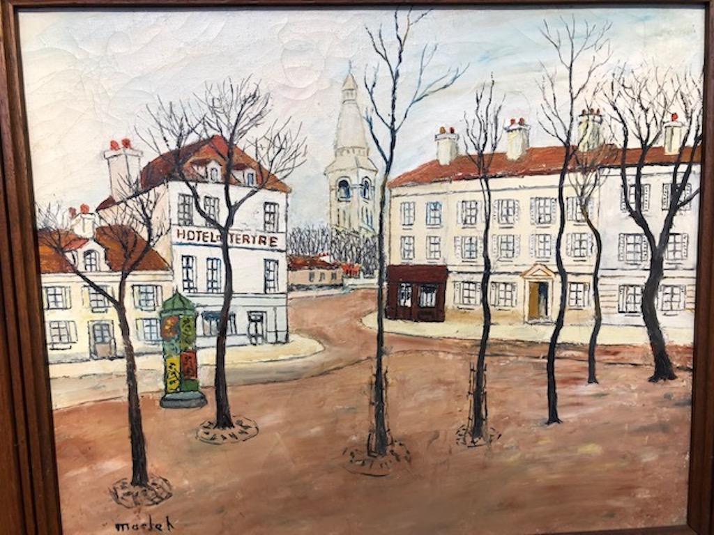 Hotel du Tertre (Beige), Landscape Painting, von Elisee Maclet