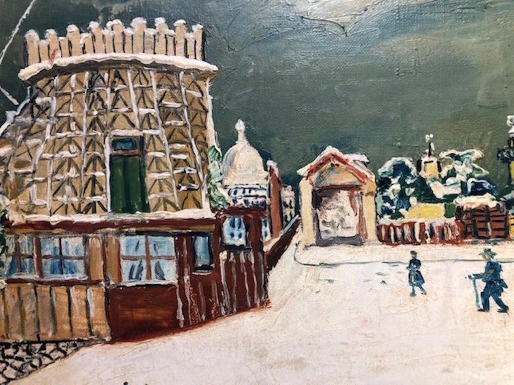 Paris. Lalle Saint Lous - Marron Landscape Painting par Elisee Maclet