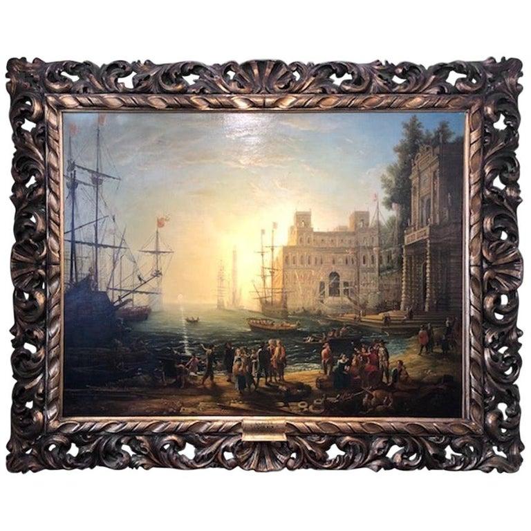 (after) Claude Lorrain (Claude Gellée) Landscape Painting - Harbor with the Villa Medici