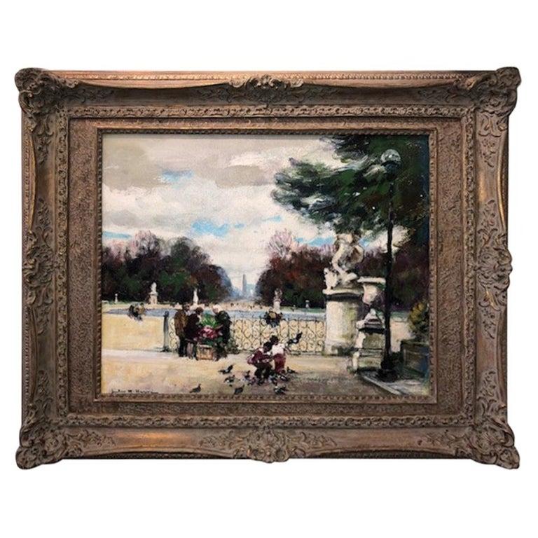 Jules Herve Landscape Painting - Paris Park