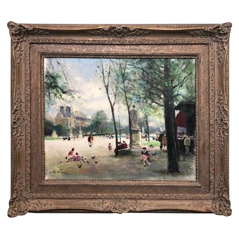 Jules Herve Landscape Painting - Children Playing