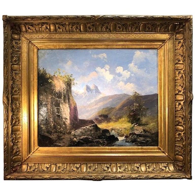 Alfred Godchaux (1835-1895) Landscape Painting – Mountain Creek 