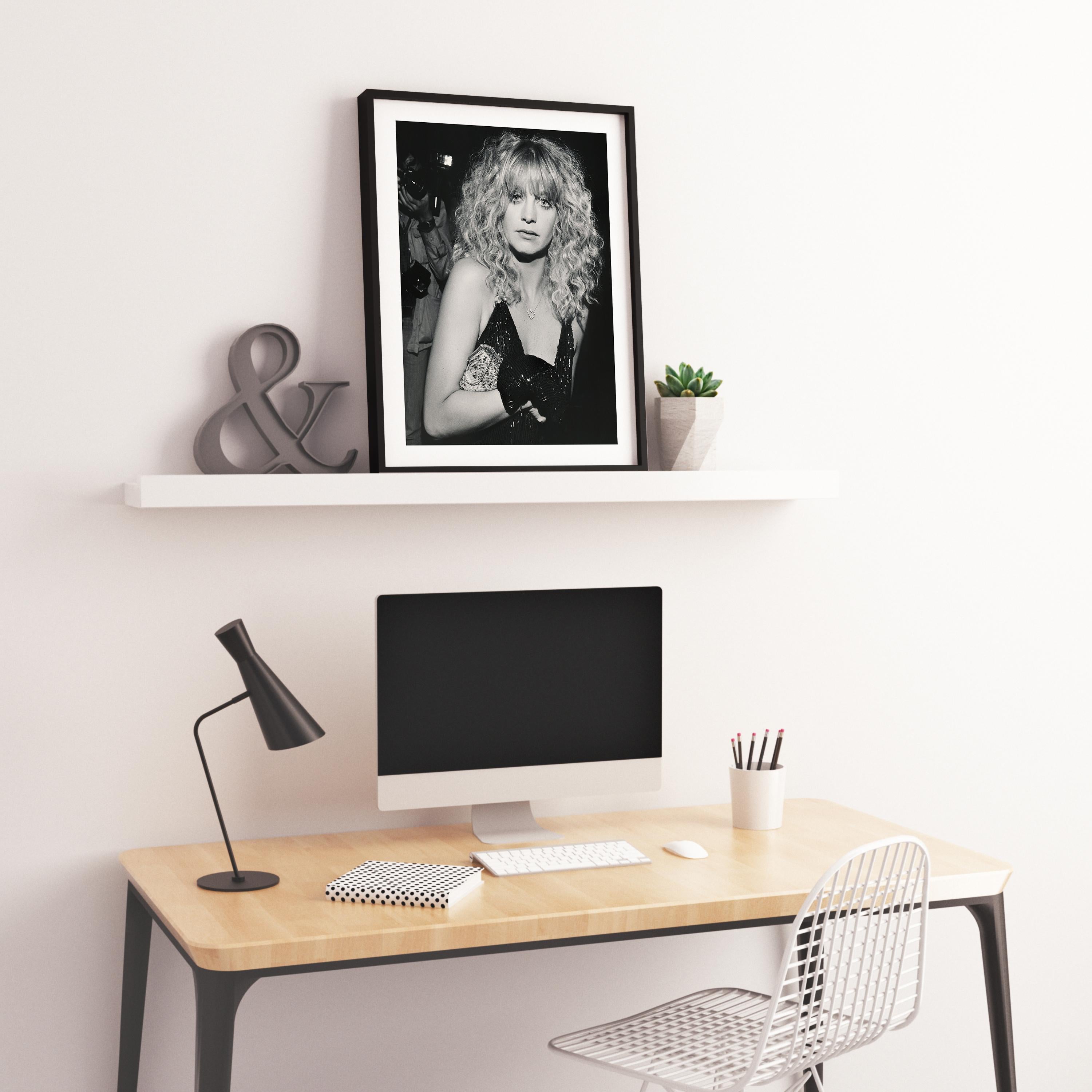 Candid Iconic Goldie Hawn Fine Art Print - Black Portrait Photograph by Ralph Dominguez