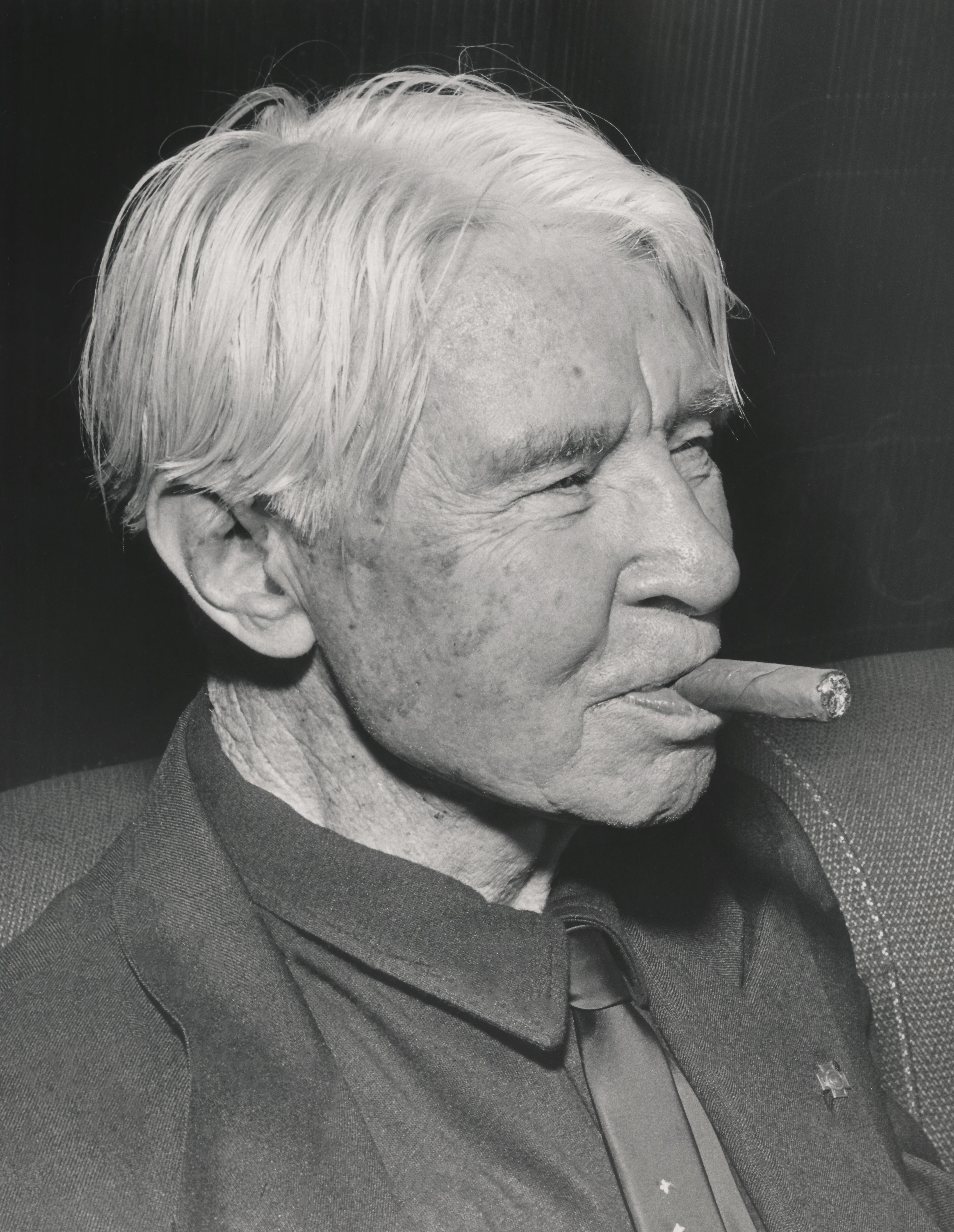 Lonnie Wilson Portrait Photograph - Carl Sandburg Smoking Cigar Fine Art Print