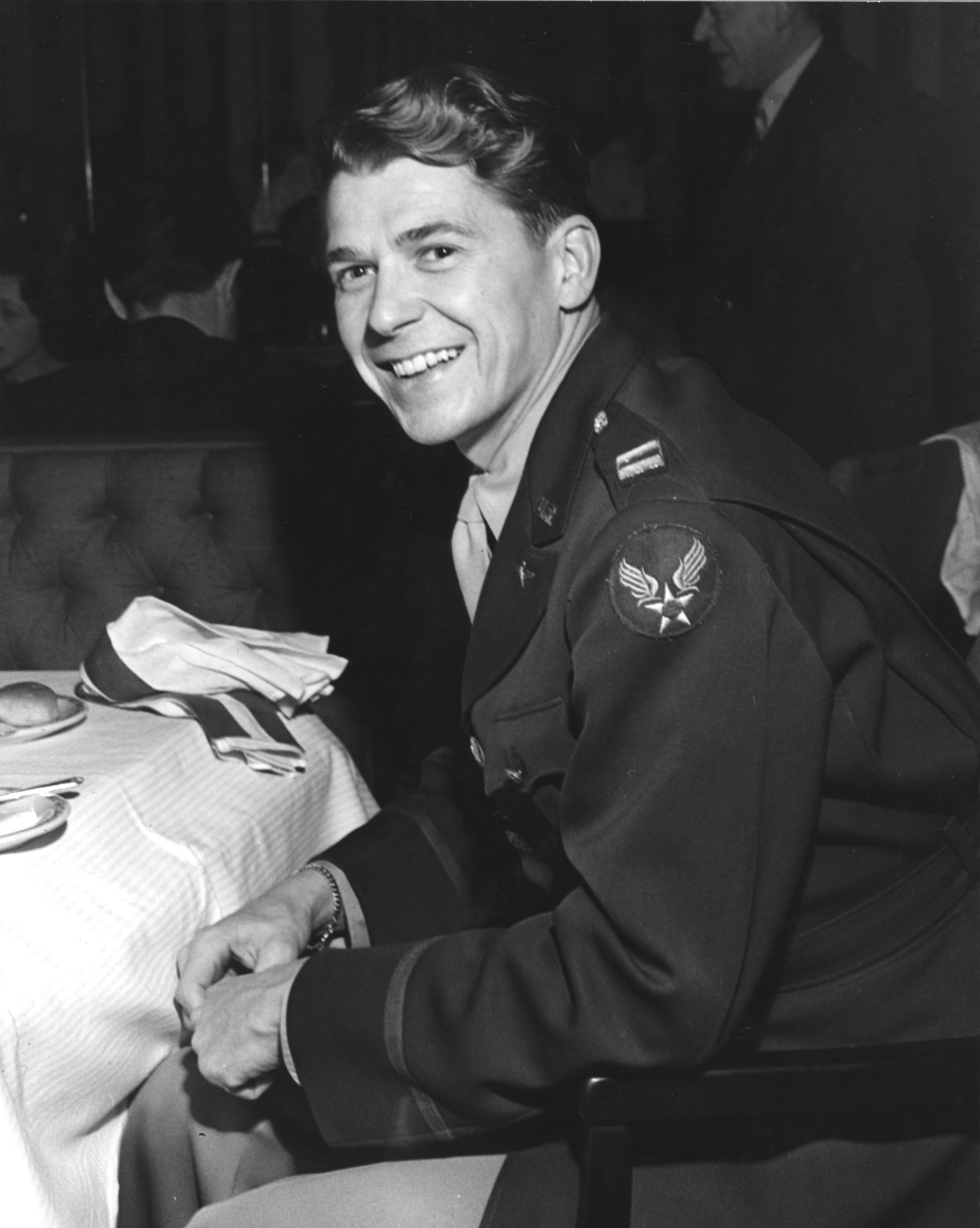 Joseph Jasgur Portrait Photograph - Ronald Reagan Candid in Military Uniform Fine Art Print
