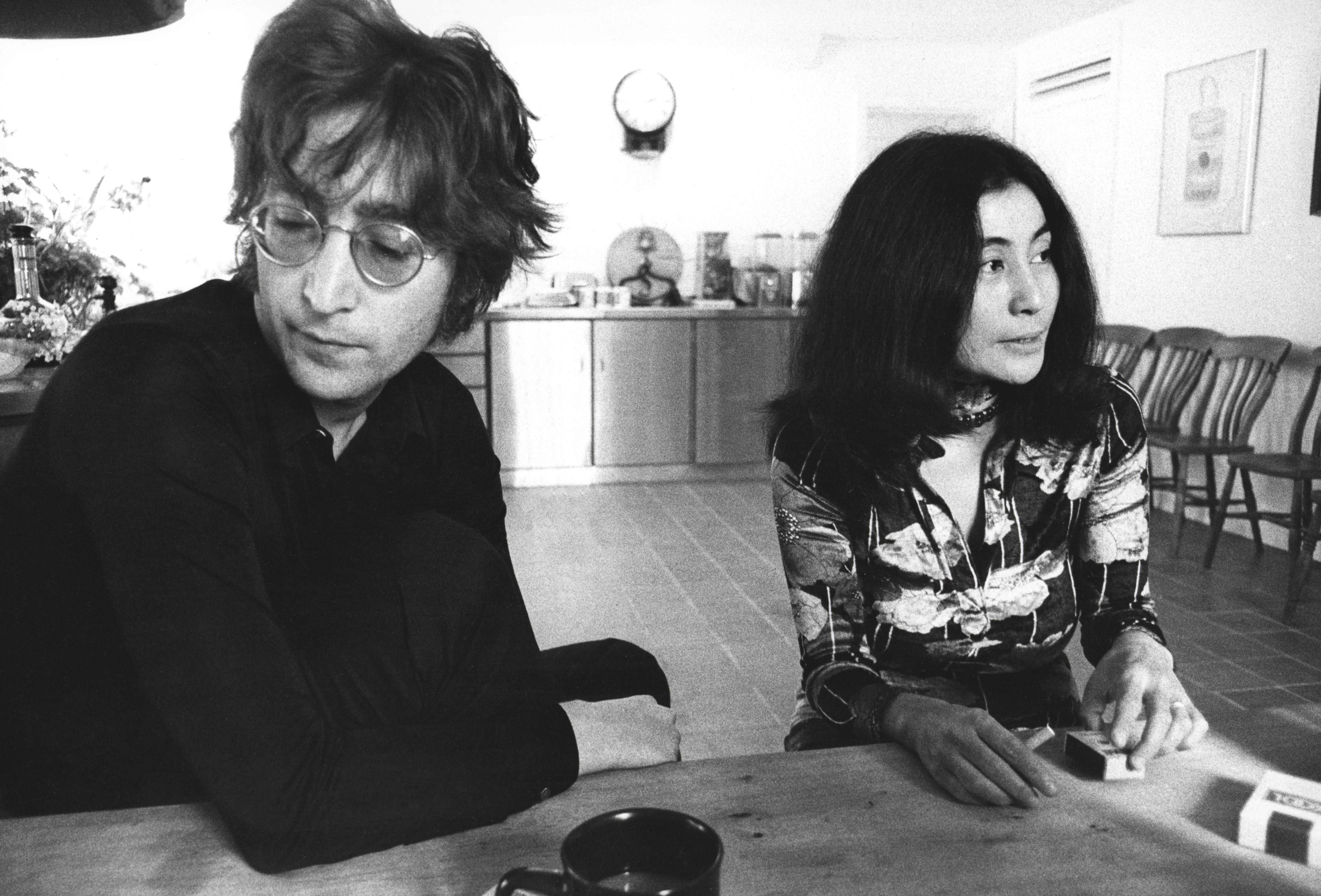 Alex Agor Black and White Photograph - John Lennon and Yoko Ono: Alone Together Fine Art Print